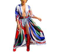 Donne 2 Pezzi Abiti Plus Size Manica Lunga Maxi Cardigan Duster Pantaloni Set Casuale Cover Up (S-4XL), Blu, taglia unica