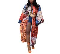 Donne 2 Pezzi Abiti Plus Size Manica Lunga Maxi Cardigan Duster Pantaloni Set Casuale Cover Up (S-4XL), Rosso, Taglia Unica