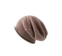 Donne 30% Cashmere Berretti Semplice Solido Orlo a Costine Miscele Morbido Cappello di Lana Autunno Inverno Caldo Skull Caps, Cashmere Marrone, Taglia unica