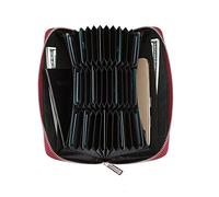 Donne 36 Slot RFID Blocco Titolare Della Carta Grande Pelle Lunga Cerniera Portafoglio Fisarmonica, Rosso scuro, Taglia unica, Portafoglio RFID