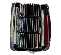 Donne 36 Slot RFID Blocking Card Holder Grande Lungo Pelle Cerniera Checkbook Fisarmonica Portafoglio, blu scuro, Taglia unica, Portafoglio Rfid