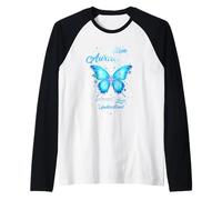 Donne Ad Aprile Indossiamo Blue Butterfly Autismo Salute Mentale Maglia con Maniche Raglan