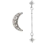 Donne alla moda stelle della luna Ciondolo pendente Crescent Large Hoop orecchini charm, colore argentoAgile alla moda