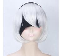 Donne Anime Cosplay Parrucche Per YoRHa No.2 Tipo B Breve Bianco Bob Parrucca Con Frangia Halloween Festa Di Natale