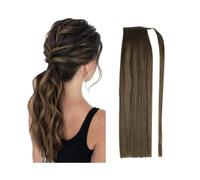 Donne Avvolgere le estensioni della coda di cavallo Capelli vergini brasiliani Coda di cavallo dritta # 4/27 Punti salienti marroni Capelli biondi Coda di cavallo Posticci con pasta magica Uso quotidi