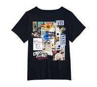 Donne | Backprint | Opera d'Arte Grafica Arte Maglietta, Donna Plus-Size, Nero, 1X