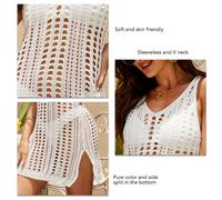 Donne Bikini Cover Up Abito a V Senza Maniche con Trame Regulabili Bianco M