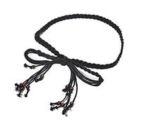 Donne Boemia Intrecciata Perline Sottile Vita Corda Cintura Cintura Nero Creativo e Utile Professionale e attraente.