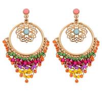 Donne Boho Stile Scultura Colorata Orecchio Hollow Goccia Dangle Perline Orecchini Piercing Intelligenza pratica.