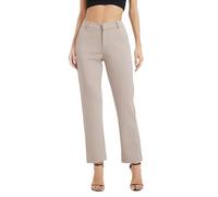 Donne Business Gamba Dritta Elastico Vita Lavoro Pantaloni Casual Comodo Bootcut Pantaloni con Tasche(XL, Cachi)