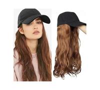 Donne Cappellino da baseball con extension for capelli, cappello, parrucca sintetica lunga e ondulata Festa(411-light brown)