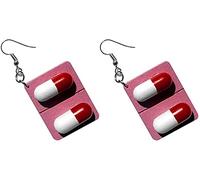 Donne Capsula di Legno Pill Board Orecchini Divertenti Ganci per Le Orecchie Goccia Ciondola Ganci per Le Orecchie Femminile Eardrop Gioielli Nice Processing