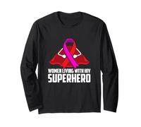 Donne Che vivono con HIV Superhero Warrior Fighter Ribbon Maglia a Manica