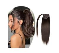 Donne Clip nell'estensione della coda di cavallo Capelli umani veri 14 "-22" Lungo dritto Avvolgere intorno alle estensioni dei capelli della coda di cavallo Capelli castani Remy brasiliani Coda di ca