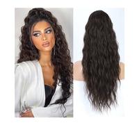 Donne Coda di cavallo con coulisse Posticci Coda di cavallo finta sintetica Estensione dei capelli coda di cavallo ondulata lunga riccia bionda nera for le donne Uso quotidiano(Black Brown)