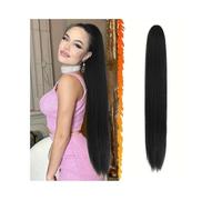Donne Coda di cavallo lunga e liscia con coulisse, capelli umani brasiliani, clip in coda, parrucche #1B, colore naturale for donne Uso quotidiano(22inches)