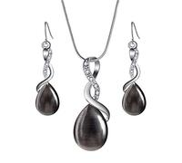 Donne Collana Orecchino Goccia d'Acqua Perla Ciondolo Collane a Catena Collane per Orecchini Feste Nuziali per Matrimonio Set Regalo d'Amore Nero Resistente Practical And Clever