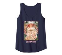 Donne con Fiori Parigi Mucha Art Nouveau Art Matters Canotta, Donna, Navy, L