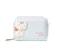 Donne Coquette Cat Modello PU Custodia per Carte In Pelle Y2k Fata Grunge Cerniera Cambiare Borsa Portafoglio Gotico Con Carta Di Credito, Blu, Taglia unica