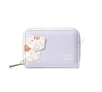 Donne Coquette Cat Modello PU Custodia per Carte In Pelle Y2k Fata Grunge Cerniera Cambiare Borsa Portafoglio Gotico Con Carta Di Credito, Viola, Taglia unica