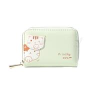Donne Coquette Cat Modello PU Custodia per Carte In Pelle Y2k Fata Grunge Cerniera Cambiare Borsa Portafoglio Gotico Con Carta Di Credito, Verde, Taglia unica