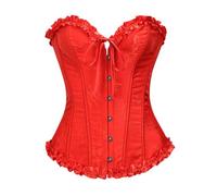 Donne Corsetto Push Up con Coulisse retrò Disossato Vintage Gotico in Pizzo Femminile Bretelle Modellante Elegante Bustino Gioco Pirata