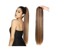 Donne Coulisse da 16-26 pollici Estensione coda di cavallo capelli umani dritti Clip in coda di cavallo # P4/27 Coda di cavallo brasiliana Remy Posticci for donna Uso quotidiano(24inches)