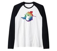 Donne del Bambino del Tatuaggio della Sirena di Arte variopinta Maglia con Maniche Raglan