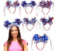 Donne della fascia patriottica, fasce patriottiche - 6x copricapo per il 4 luglio - Design classico Canda per capelli patriottici, comodo da indossare per uomini, donne e bambini