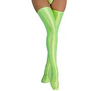 Donne di seta lucida scivoloso altamente elastico lucido coscia calzini in pelle calzini adulti calzini sexy reggicalze set, verde, Taglia unica