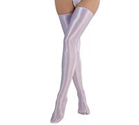Donne di seta lucida scivoloso altamente elastico lucido coscia calzini in pelle calzini adulti calzini sexy reggicalze set, Lilla, Taglia unica