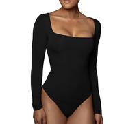 Donne Dimensione del corpo M Manica quadrata Long Maniche sexy Body Body Suit inverno inverno medio in vita medio -foderato di colore a colori solidi per donna tuta da corpo
