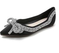 Donne Dolly Shoes Balleris Attraente con Outfit Perfetto per Le Vacanze Estive Uso Quotidiano, Black, 6 UK