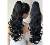 Donne Due estensioni for capelli ondulati for lo styling con clip sintetica for capelli finti nella parrucca a coda di cavallo Riccioli quotidiani della coda di cavallo Uso quotidiano(Nero)