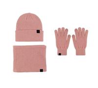 Donne e Uomini Autunno Inverno Caldo Carino Cappello di Lana Sciarpa Guanti Tre Inverno Maglia Cap Schermo Guanti Set Sciarpe Set Cappello Guanti Set Donne, rosa, Taglia unica