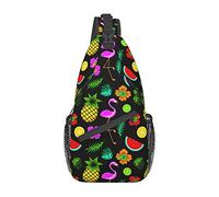 Donne e uomini fenicotteri e frutti estivi modello divertente borsa da viaggio diagonale casual borsa a tracolla
