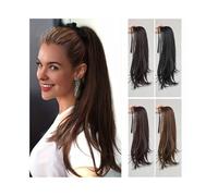 Donne Eleganti extension for coda di cavallo ondulata avvolgente, lunghe e sintetiche, con legatura a for donna Uso quotidiano(Light Brown,16inches)
