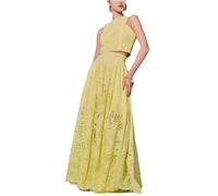 Donne Estate Maxi Lungo Eyelet Ricamato Fluido Vita Alta Partito Club Gonna Sexy (Giallo,S)