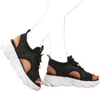 Donne Estate Scarpe da Ginnastica Sandali Mesh Casual Suola Spessa Lace Up Sandali Open Toe Beach Scarpe Sandali con Zeppa per Le Donne, Pink, US7.5/EU39