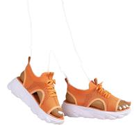 Donne Estate Scarpe da Ginnastica Sandali Mesh Casual Suola Spessa Lace Up Sandali Open Toe Beach Scarpe Sandali con Zeppa per Le Donne, Orange, US7.5/EU39