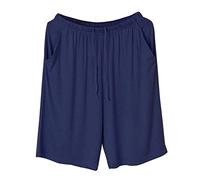 Donne Estate Sport Tinta unita Sottile Grandi Dimensioni Pantaloni Allentati Può Essere Indossato Fuori Cinque Pantaloni Pigiama Signore Abiti Da Notte, Blu scuro, M