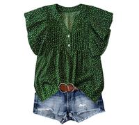 Donne Estate V-Collo Camicetta Top Pieghettato Stampato Chiffon Camicia Pullover Maniche Corte Casual Tops
