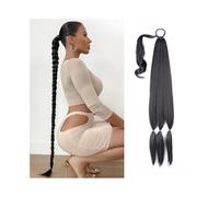 Donne Estensione coda di cavallo intrecciata lunga 26/34 pollici con elastico for capelli Yaki dritto avvolgente coda di cavallo pezzo di capelli sintetico morbido naturale for le donne da indossare o