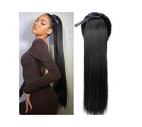 Donne Estensione della coda di cavallo dei capelli umani 16-26 pollici Lungo dritto Avvolgere la coda di cavallo Estensione dei capelli neri naturali Remy Clip in coda di cavallo Pezzo di capelli for