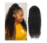 Donne Estensioni della coda di cavallo Clip brizilian in coda di cavallo Capelli morbidi Ricci crespi Coda di cavallo Capelli umani for le donne Drawsting Crespo dritto Uso quotidiano(22Inches)