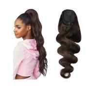Donne Estensioni della coda di cavallo dell'onda del corpo n. 2 Coda di cavallo for capelli umani marrone scuro Coulisse Parrucchino Clip da 10-26 pollici nelle estensioni dei capelli ondulati vergini