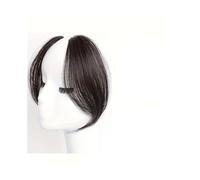 donne Extension con frangia laterale sintetica invisibile, clip in set da 2 pezzi, riga centrale, Easy BB(Brown Black)
