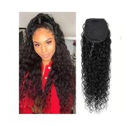 Donne Extension for capelli con coulisse e coda di cavallo riccia profonda, clip, for umani, da 8 a 26 pollici, Remy ricci, for donne Uso quotidiano(24inches)