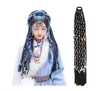 Donne Extension for capelli con treccia lunga, filo d'argento, finti for donne, accessori for for minoranze etniche Quotidiana(Silver braid-Natural Black)