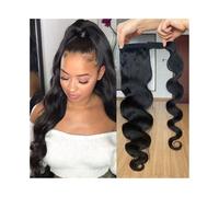 Donne Extension for coda di cavallo con capelli umani brasiliani, lunghezza 8-26 pollici, ondulata, avvolgente, for donna Uso quotidiano(14inches)